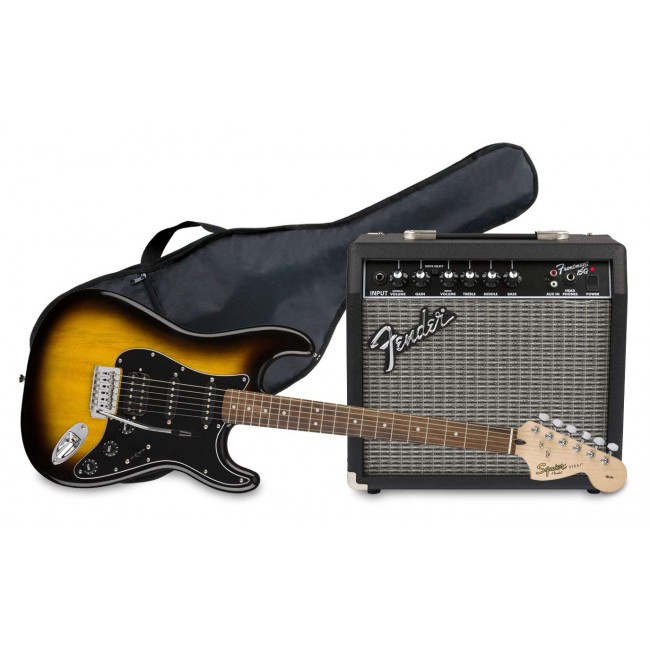 Squier affinity stratocaster hss deals pack brown sunburst